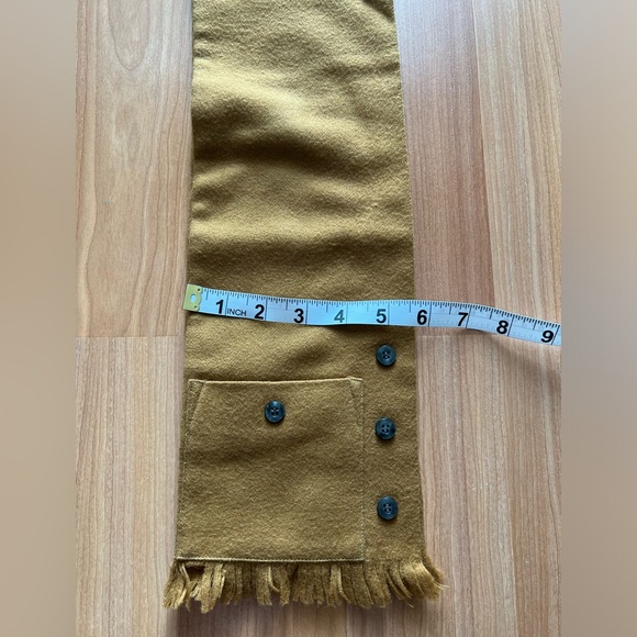 Vintage Sears Scardigan All Wool Button Scarf Vest Tan Fringe - Picture 7 of 10
